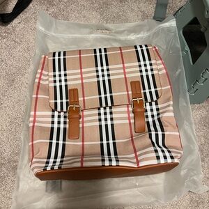 Plaid Tan and Black Women's Backpack